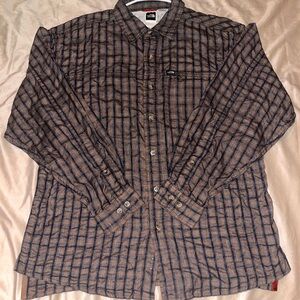 The North Face Brown and Black Plaid Button-Up Shirt